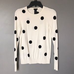 Ann Taylor Sweater White with Black Dots